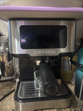 Chefman Stainless Steel Espresso Machine in Silver and Black